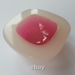 1950s Murano Archimede Seguso art glass dish 10cm Geode pink Italy Venetian VTG