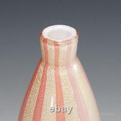 1950s Murano Art Glass Vase with Pink Stripes by Archimede Seguso (attr.)