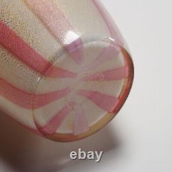 1950s Murano Art Glass Vase with Pink Stripes by Archimede Seguso (attr.)