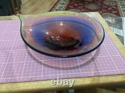 1960's Mstisov Czech Glass Duha Bowl Vlastimir Svoboda Rainbow Teardrop Shape