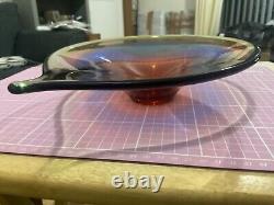 1960's Mstisov Czech Glass Duha Bowl Vlastimir Svoboda Rainbow Teardrop Shape