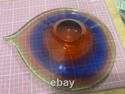1960's Mstisov Czech Glass Duha Bowl Vlastimir Svoboda Rainbow Teardrop Shape
