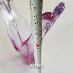 1960s Belgian crystal art glass vase Val St Lambert sommerso 26cm pink Brussels
