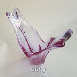 1960s Belgian crystal art glass vase Val St Lambert sommerso 26cm pink Brussels