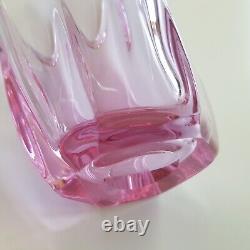 1960s Belgian crystal art glass vase Val St Lambert sommerso 26cm pink Brussels