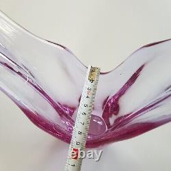 1960s Belgian crystal art glass vase Val St Lambert sommerso 26cm pink Brussels