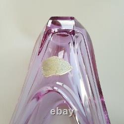 1960s Belgian crystal art glass vase Val St Lambert sommerso 26cm pink Brussels