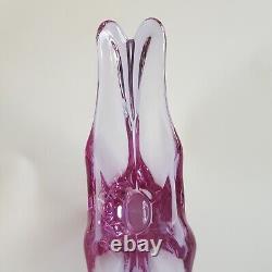 1960s Belgian crystal art glass vase Val St Lambert sommerso 26cm pink Brussels