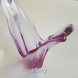 1960s Belgian crystal art glass vase Val St Lambert sommerso 26cm pink Brussels