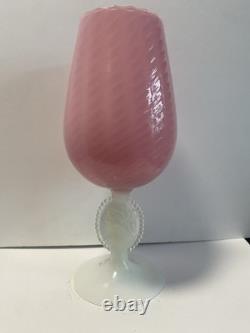 1960s cameo stemmed stelvia empoli Pink Opaline Glass