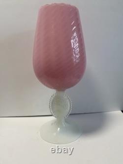 1960s cameo stemmed stelvia empoli Pink Opaline Glass