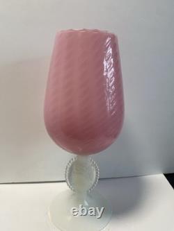 1960s cameo stemmed stelvia empoli Pink Opaline Glass