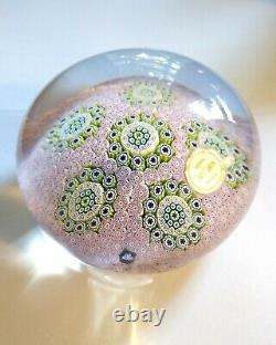 1972 ST LOUIS France Millefiori Roundel Design Paperweight on Pink Carpet Ground