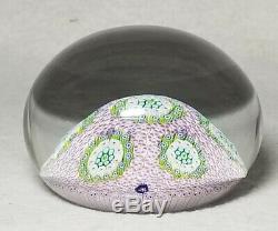 1972 ST LOUIS France Millefiori Roundel Design Paperweight on Pink Carpet Ground