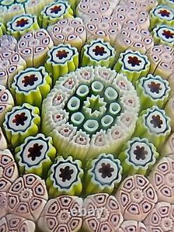 1972 ST LOUIS France Millefiori Roundel Design Paperweight on Pink Carpet Ground