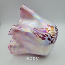 1980's HANK CLAYCAMP Pink Iridescent Art Glass Handkerchief Vase Signed Numbered