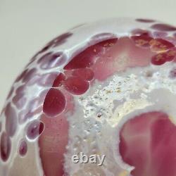 1980's HANK CLAYCAMP Pink Iridescent Art Glass Handkerchief Vase Signed Numbered