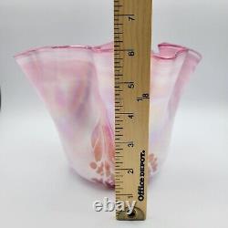 1980's HANK CLAYCAMP Pink Iridescent Art Glass Handkerchief Vase Signed Numbered