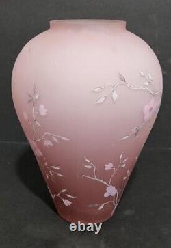 1984 Fenton Rose Velvet Floral Hand Painted Vase Connoisseur Limited Edition