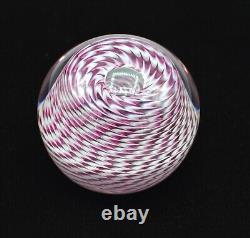 1985 Peter Schiller Hand Blown Art Glass Paperweight Pink Vortex Illusion