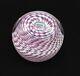 1985 Peter Schiller Hand Blown Art Glass Paperweight Pink Vortex Illusion