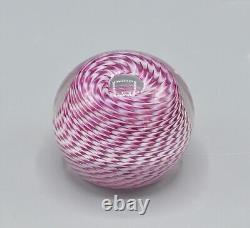 1985 Peter Schiller Hand Blown Art Glass Paperweight Pink Vortex Illusion