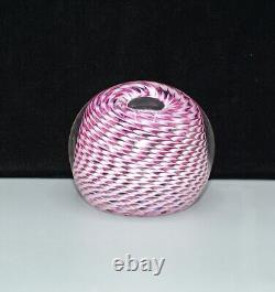 1985 Peter Schiller Hand Blown Art Glass Paperweight Pink Vortex Illusion