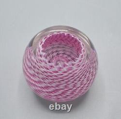 1985 Peter Schiller Hand Blown Art Glass Paperweight Pink Vortex Illusion