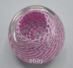 1985 Peter Schiller Hand Blown Art Glass Paperweight Pink Vortex Illusion
