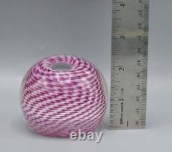 1985 Peter Schiller Hand Blown Art Glass Paperweight Pink Vortex Illusion