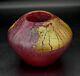 1992 Eickholt Iridescent RASPBERRY PINK Volcano Art Glass Vase