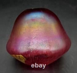 1992 Eickholt Iridescent RASPBERRY PINK Volcano Art Glass Vase