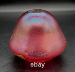 1992 Eickholt Iridescent RASPBERRY PINK Volcano Art Glass Vase