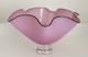 19-18 Gilles Jones Rosedale Glass Clear Footed Pink Black Rim Bowl Signed 21 cm