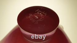 19-18 Gilles Jones Rosedale Glass Clear Footed Pink Black Rim Bowl Signed 21 cm