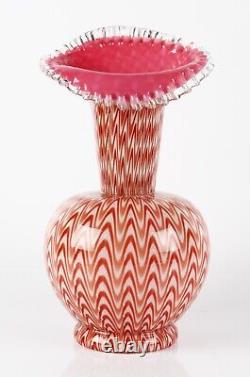 19th / 20th Century red and pink cased pulled zipper'Osiris' design glass vase