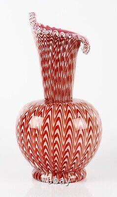 19th / 20th Century red and pink cased pulled zipper'Osiris' design glass vase