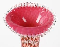 19th / 20th Century red and pink cased pulled zipper'Osiris' design glass vase
