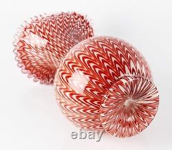 19th / 20th Century red and pink cased pulled zipper'Osiris' design glass vase