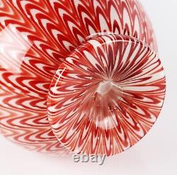 19th / 20th Century red and pink cased pulled zipper'Osiris' design glass vase