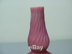 19th C. PHOENIX GLASS SOFT ROSE CUT VELVET SATIN ART GLASS BOTTLE VASE