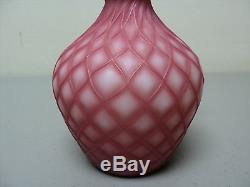 19th C. PHOENIX GLASS SOFT ROSE CUT VELVET SATIN ART GLASS BOTTLE VASE