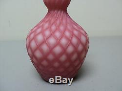 19th C. PHOENIX GLASS SOFT ROSE CUT VELVET SATIN ART GLASS BOTTLE VASE