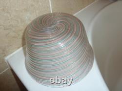 19thc Italian Murano Zanfirico Art Glass Ribbed Pink, Blue &adventurine 11cm Bowl