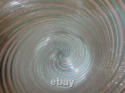 19thc Italian Murano Zanfirico Art Glass Ribbed Pink, Blue &adventurine 11cm Bowl