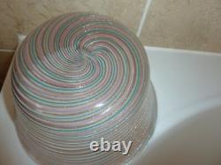 19thc Italian Murano Zanfirico Art Glass Ribbed Pink, Blue &adventurine 11cm Bowl