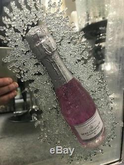 1Pink Champagne and cocktail glass 3D glitter art mirrored picture