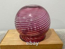 2003 Signed Art Glass Controlled Swirl Pink Red Magenta & Clear Colors Vase Bowl