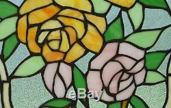 20 x 34Rose Flower Handcrafted stained glass window panel