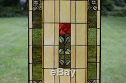20 x 34 Large Handcrafted stained glass window panel Rose Flower